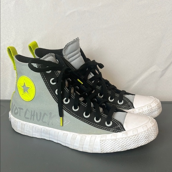 Converse Not Chuck UNT1TL3D High-Top Sneakers black gray and neon yellow size 11 - Picture 2 of 10